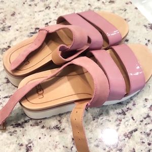 Uggs pink wedge sandals new